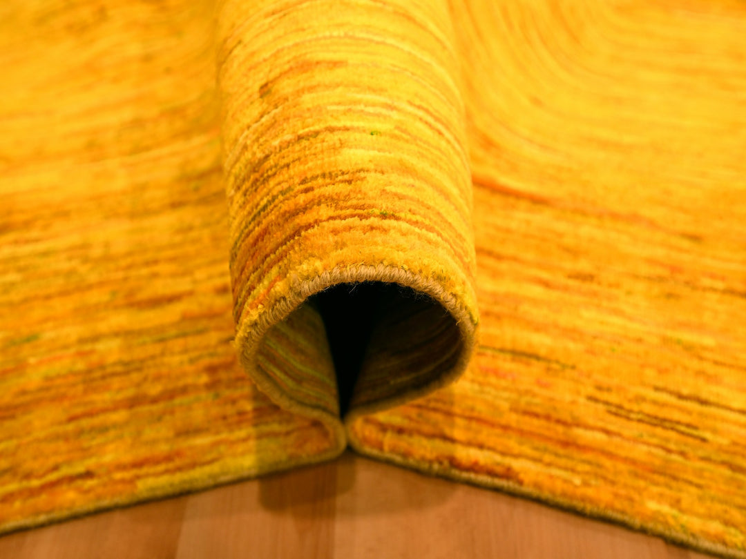 8'11" x 11'10" New Hand Knotted Yellow Sari Silk Rectangle Oriental Rug - MOA10276068