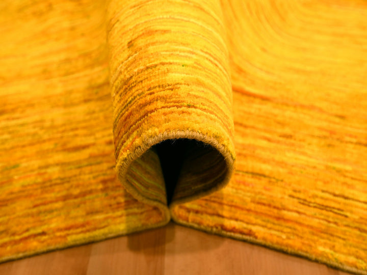 8'11" x 11'10" New Hand Knotted Yellow Sari Silk Rectangle Oriental Rug - MOA10276068