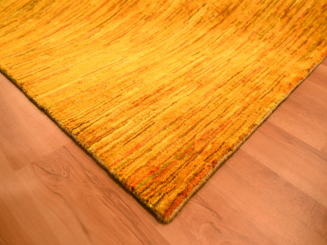 8'11" x 11'10" New Hand Knotted Yellow Sari Silk Rectangle Oriental Rug - MOA10276068
