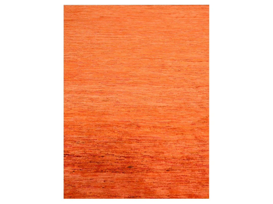 9'0" x 12'0" New Hand Knotted Orange Sari Silk Rectangle Oriental Rug - MOA10276069