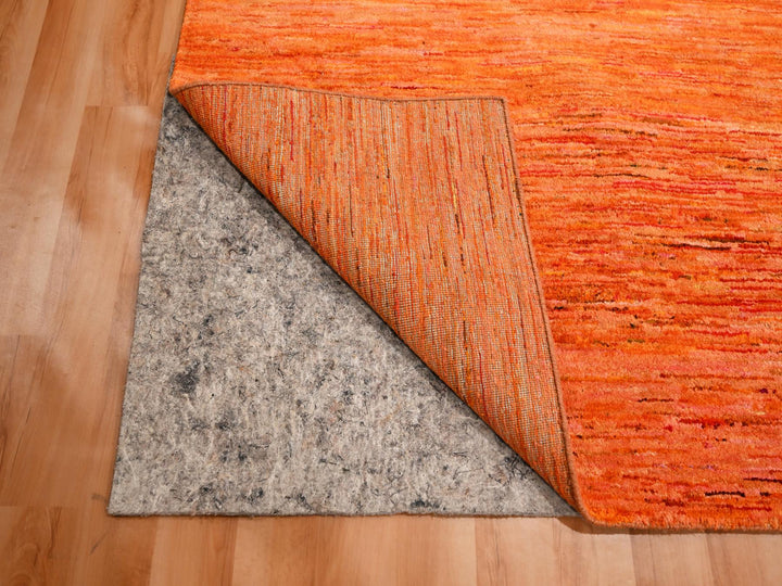 9'0" x 12'0" New Hand Knotted Orange Sari Silk Rectangle Oriental Rug - MOA10276069