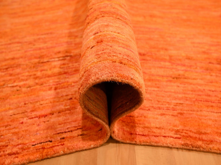 9'0" x 12'0" New Hand Knotted Orange Sari Silk Rectangle Oriental Rug - MOA10276069