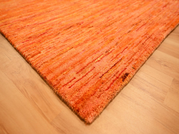 9'0" x 12'0" New Hand Knotted Orange Sari Silk Rectangle Oriental Rug - MOA10276069