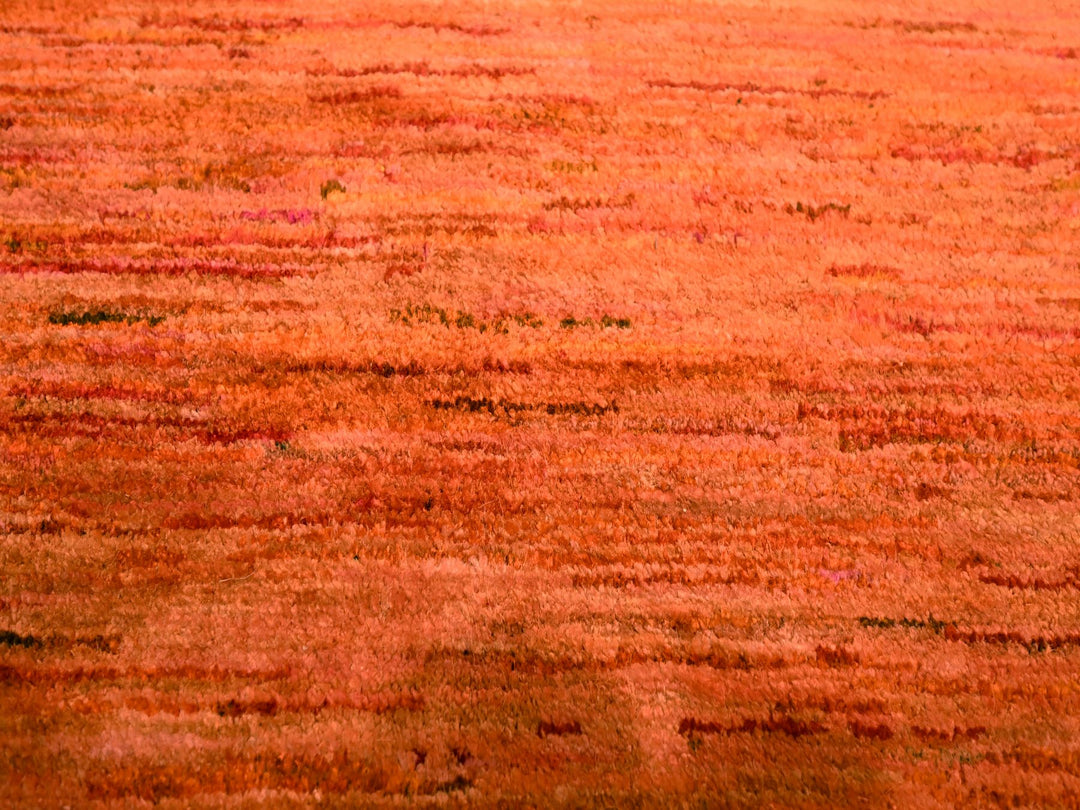 9'0" x 12'0" New Hand Knotted Orange Sari Silk Rectangle Oriental Rug - MOA10276069
