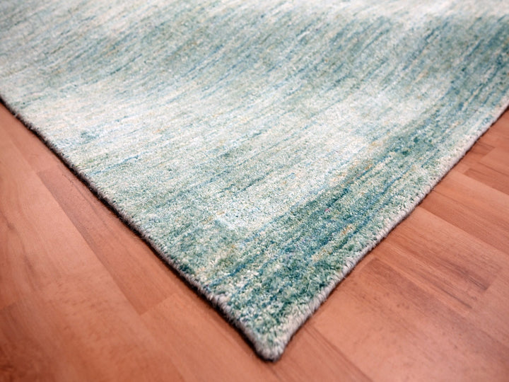 9'0" x 12'3" New Hand Knotted Green Sari Silk Rectangle Oriental Rug - MOA10276070
