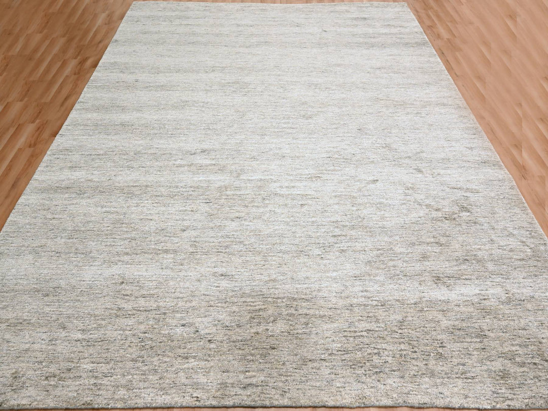 9'1" x 11'10" New Hand Knotted Brown Sari Silk Rectangle Oriental Rug - MOA10276071