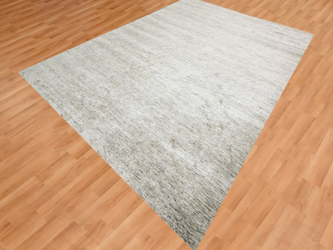 9'1" x 11'10" New Hand Knotted Brown Sari Silk Rectangle Oriental Rug - MOA10276071