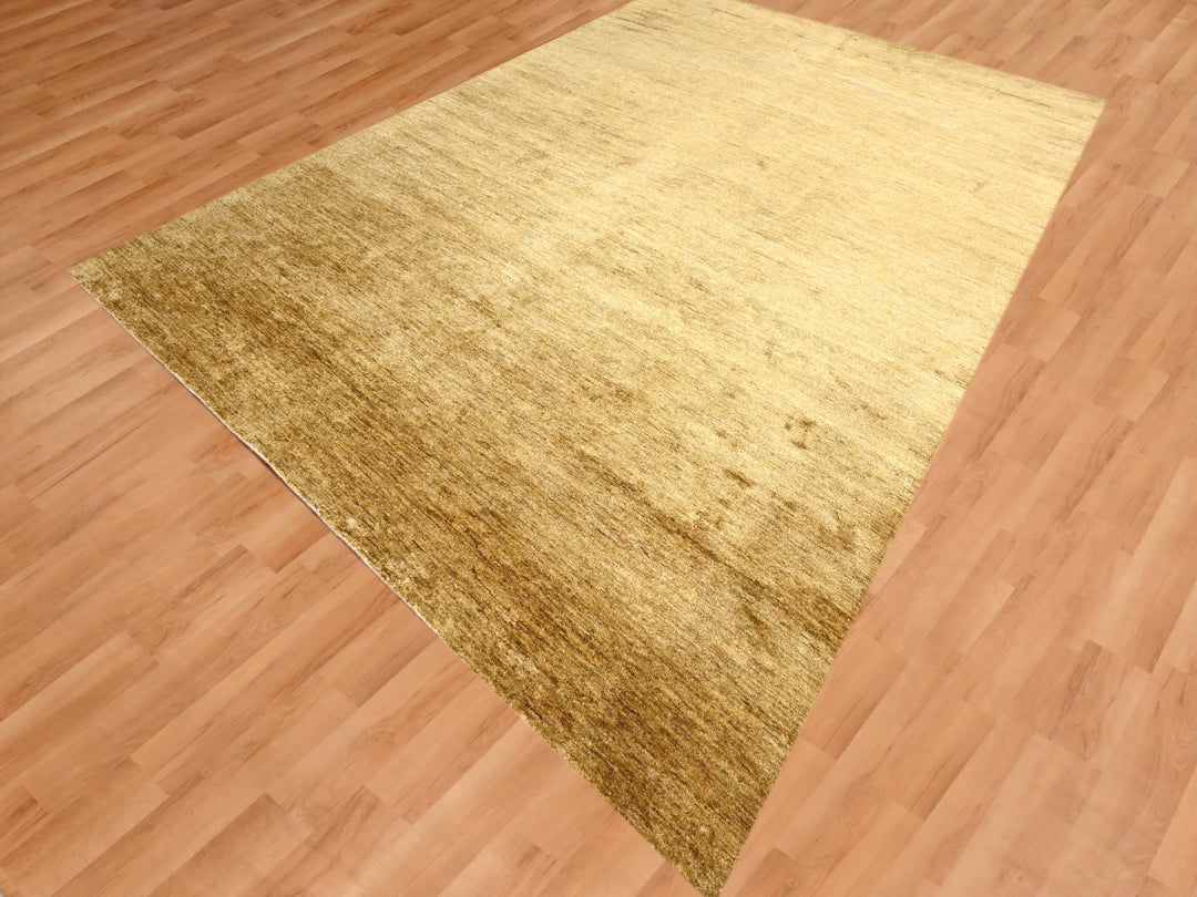 8'11" x 12'1" New Hand Knotted Brown Sari Silk Rectangle Oriental Rug - MOA10276072