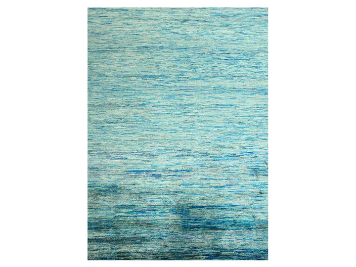 8'7" x 12'2" New Hand Knotted Blue Sari Silk Rectangle Oriental Rug - MOA10276074