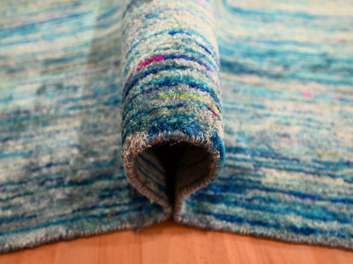 8'7" x 12'2" New Hand Knotted Blue Sari Silk Rectangle Oriental Rug - MOA10276074