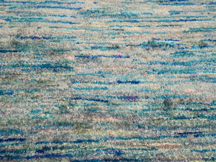 8'7" x 12'2" New Hand Knotted Blue Sari Silk Rectangle Oriental Rug - MOA10276074