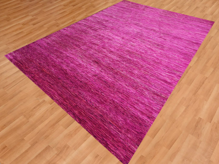 8'11" x 12'3" New Hand Knotted Pink Sari Silk Rectangle Oriental Rug - MOA10276075