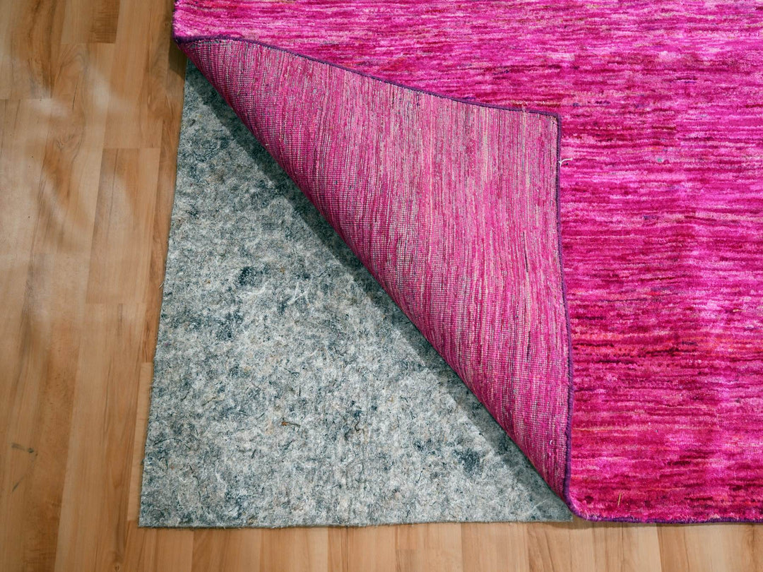 8'11" x 12'3" New Hand Knotted Pink Sari Silk Rectangle Oriental Rug - MOA10276075