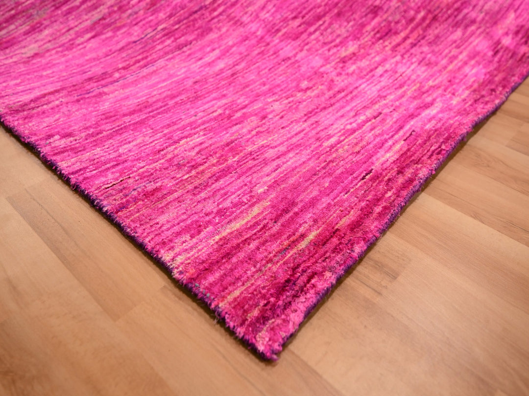 8'11" x 12'3" New Hand Knotted Pink Sari Silk Rectangle Oriental Rug - MOA10276075