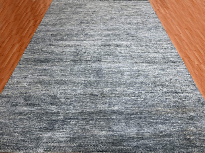 9'1" x 12'2" New Hand Knotted Grey Wool Rectangle Oriental Rug - MOA10276076