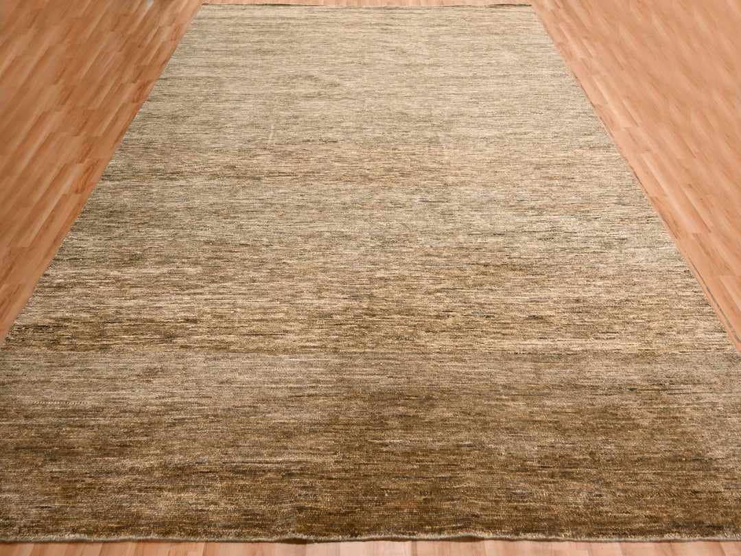 9'4" x 12'4" New Hand Knotted Brown Wool Rectangle Oriental Rug - MOA10276078