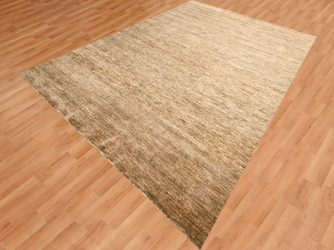 9'4" x 12'4" New Hand Knotted Brown Wool Rectangle Oriental Rug - MOA10276078
