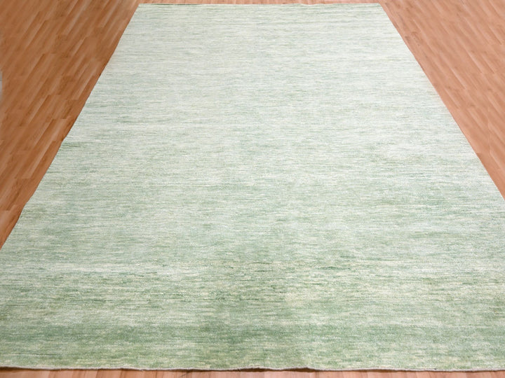 9'4" x 12'4" New Hand Knotted Green Wool Rectangle Oriental Rug - MOA10276080