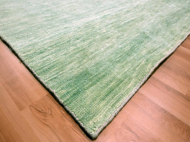 9'4" x 12'4" New Hand Knotted Green Wool Rectangle Oriental Rug - MOA10276080