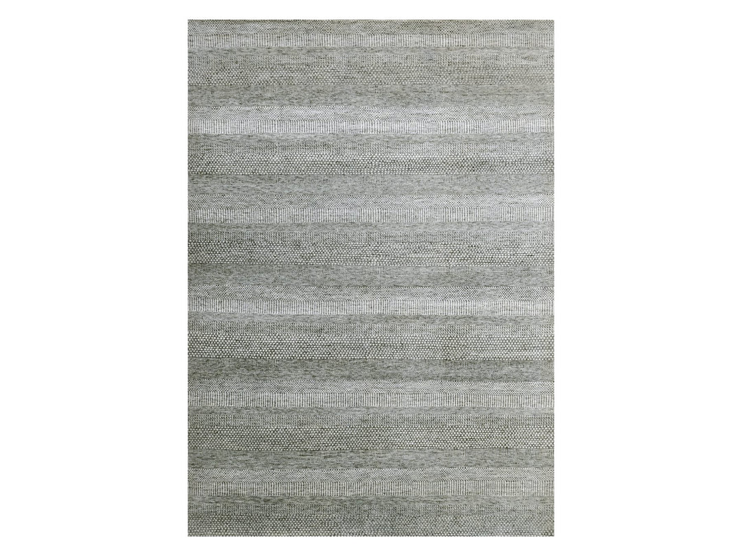 8'9" x 12'3" New Hand Knotted Grey Wool & Silk Rectangle Oriental Rug - MOA10276083