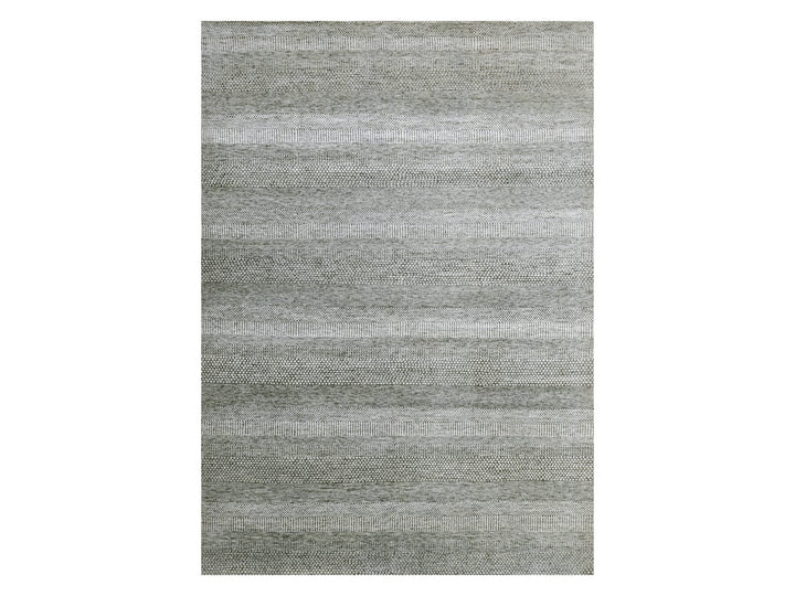 8'9" x 12'3" New Hand Knotted Grey Wool & Silk Rectangle Oriental Rug - MOA10276083