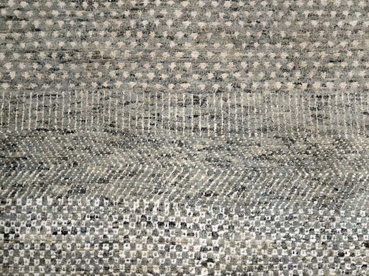 8'9" x 12'3" New Hand Knotted Grey Wool & Silk Rectangle Oriental Rug - MOA10276083