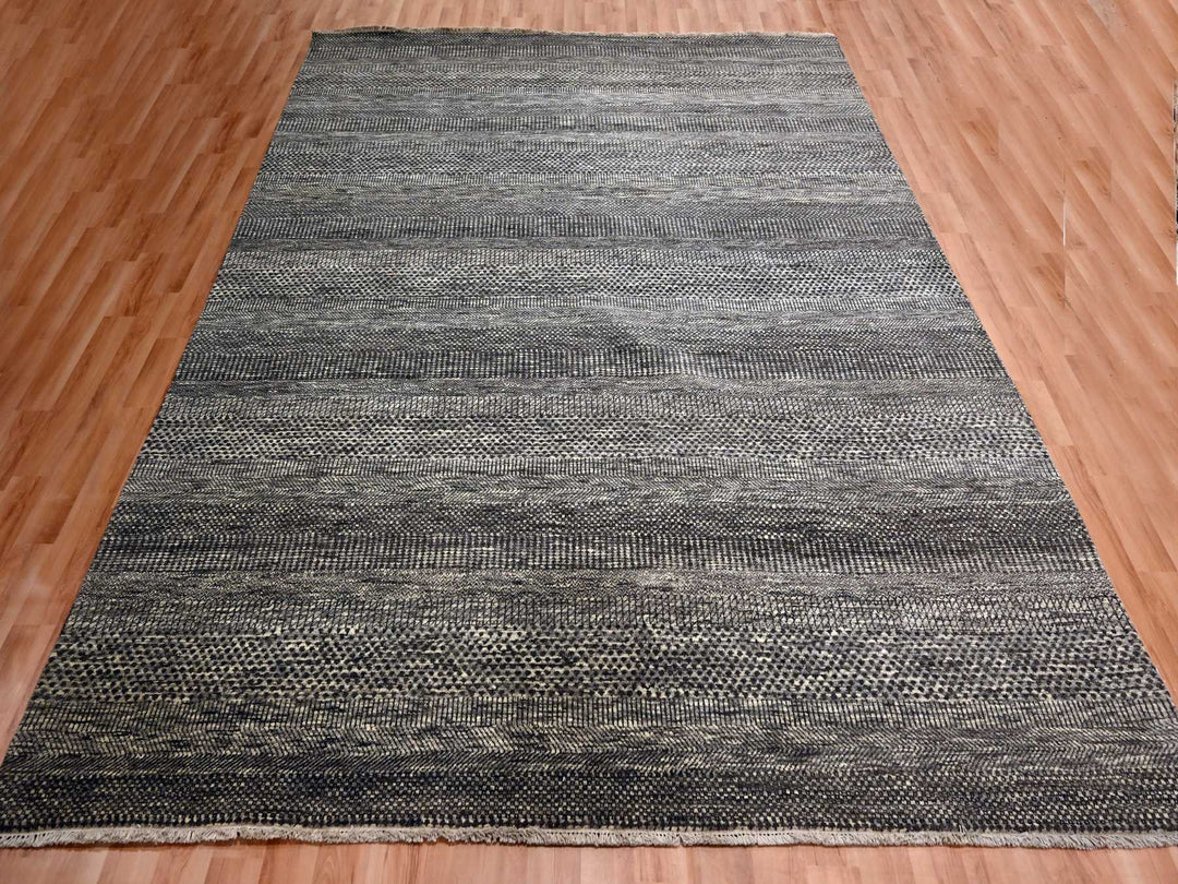 8'0" x 9'11" New Hand Knotted Brown Wool Rectangle Oriental Rug - MOA10276084