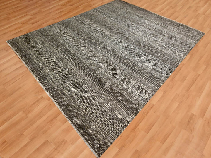 8'0" x 9'11" New Hand Knotted Brown Wool Rectangle Oriental Rug - MOA10276084