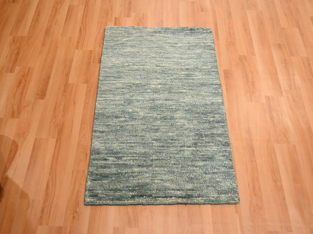 2'0" x 3'0" New Hand Knotted Grey Wool Rectangle Oriental Rug - MOA10276088