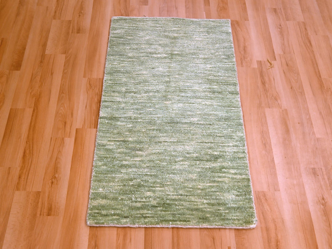 2'0" x 3'0" New Hand Knotted Green Wool Rectangle Oriental Rug - MOA10276090