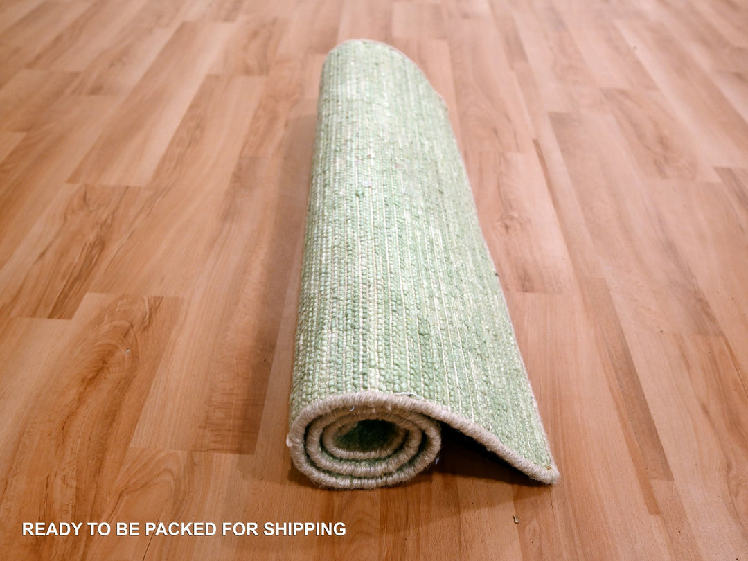 2'0" x 3'0" New Hand Knotted Green Wool Rectangle Oriental Rug - MOA10276090