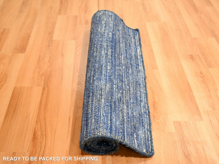 2'0" x 3'0" New Hand Knotted Blue Wool Rectangle Oriental Rug - MOA10276096