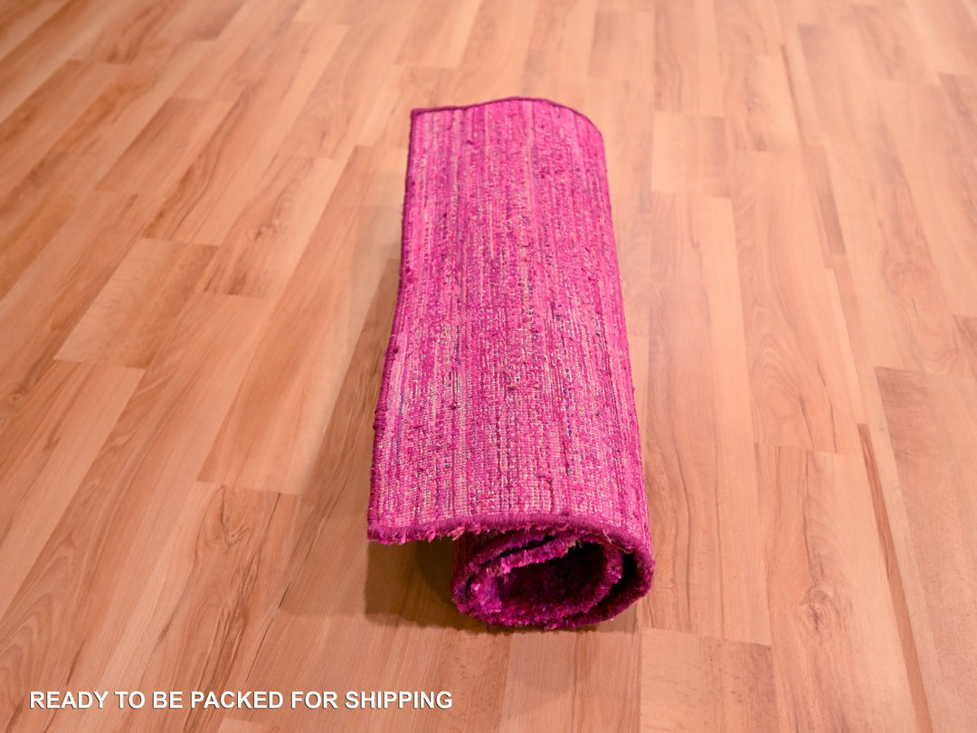 2'0" x 3'0" New Hand Knotted Pink Sari Silk Rectangle Oriental Rug - MOA10276098