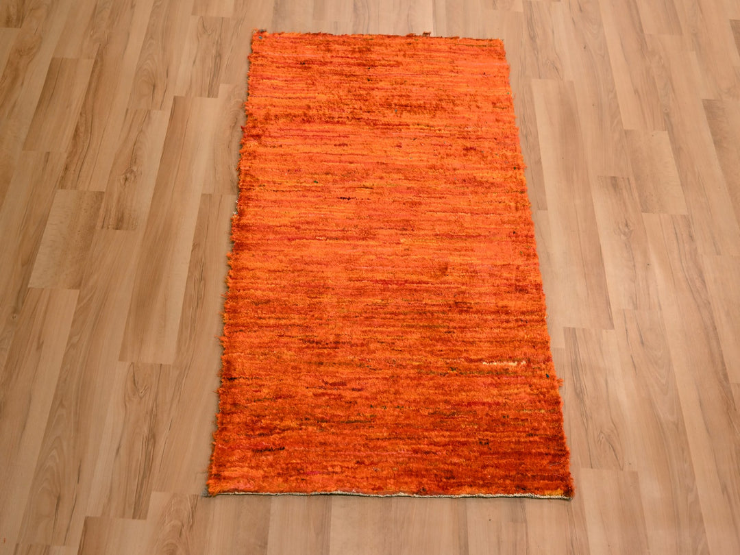 2'0" x 3'0" New Hand Knotted Orange Sari Silk Rectangle Oriental Rug - MOA10276102