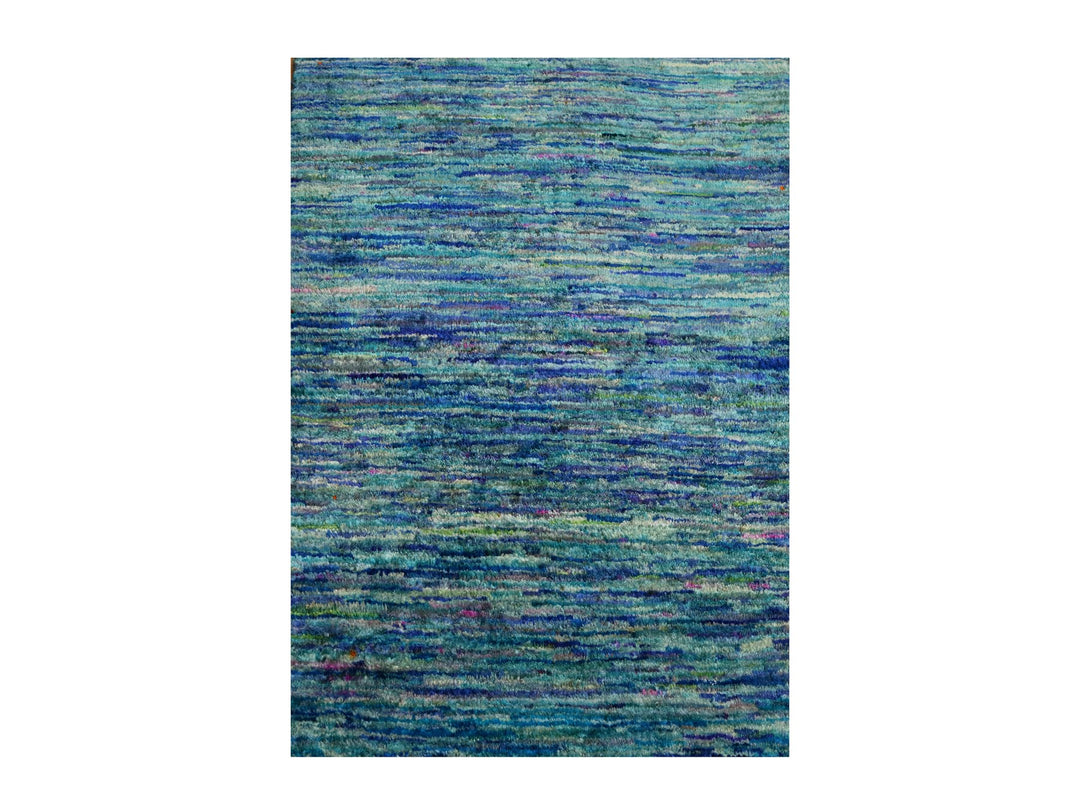 2'0" x 3'0" New Hand Knotted Blue Sari Silk Rectangle Oriental Rug - MOA10276103