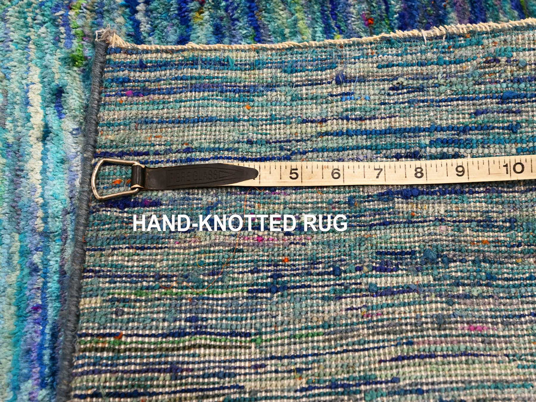2'0" x 3'0" New Hand Knotted Blue Sari Silk Rectangle Oriental Rug - MOA10276103