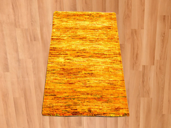 2'0" x 3'0" New Hand Knotted Yellow Sari Silk Rectangle Oriental Rug - MOA10276105