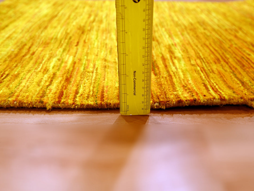 2'0" x 3'0" New Hand Knotted Yellow Sari Silk Rectangle Oriental Rug - MOA10276105