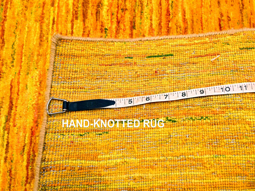 2'0" x 3'0" New Hand Knotted Yellow Sari Silk Rectangle Oriental Rug - MOA10276105
