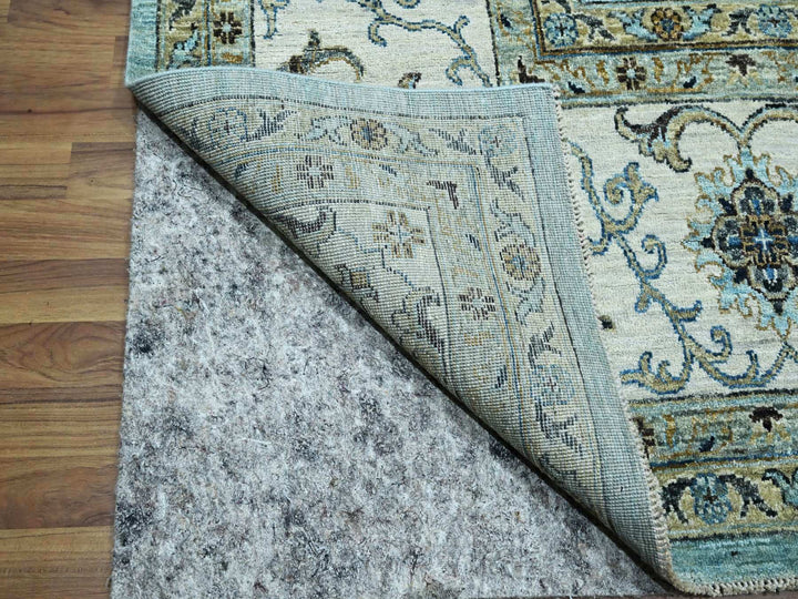 9'11" x 13'10" New Hand Knotted Blue Wool Rectangle Oriental Rug - MOA10276108