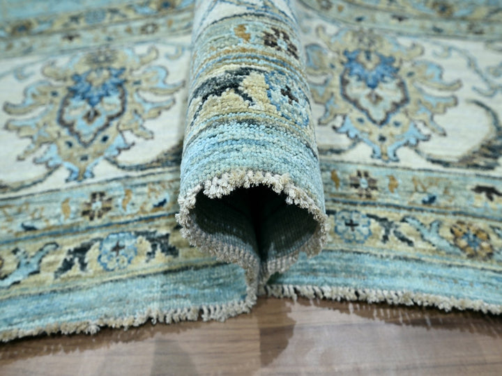9'11" x 13'10" New Hand Knotted Blue Wool Rectangle Oriental Rug - MOA10276108