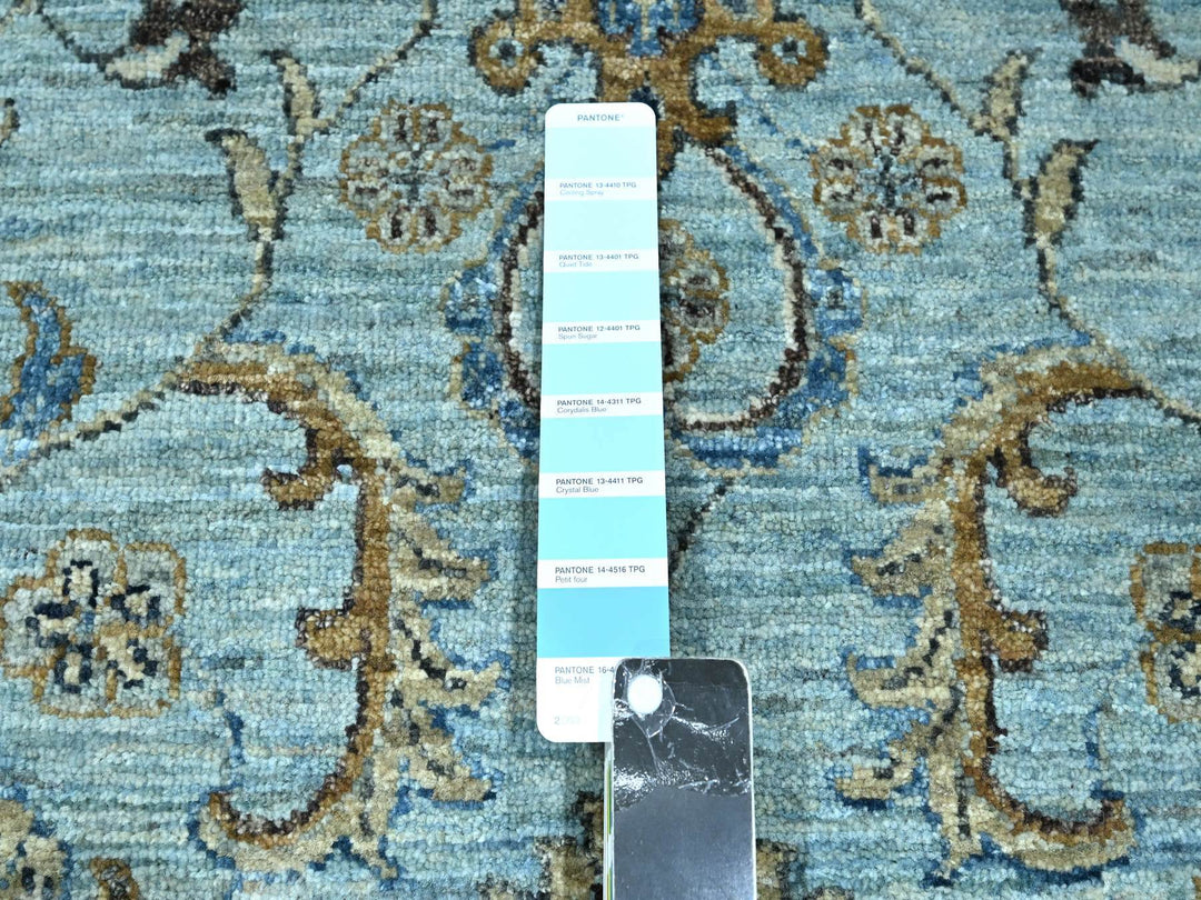 9'11" x 13'10" New Hand Knotted Blue Wool Rectangle Oriental Rug - MOA10276108