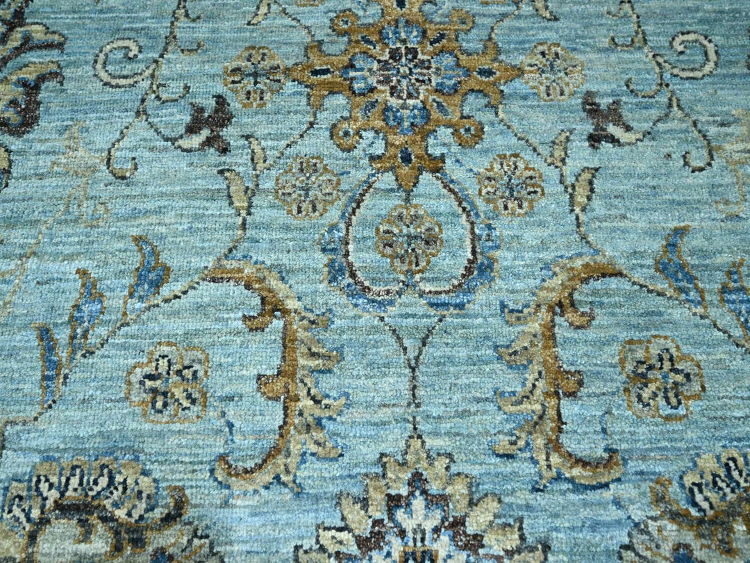 9'11" x 13'10" New Hand Knotted Blue Wool Rectangle Oriental Rug - MOA10276108