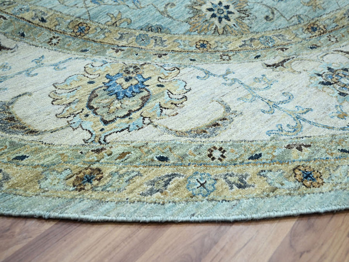 11'10" x 11'10" New Hand Knotted Blue Wool Round Oriental Rug - MOA10276110