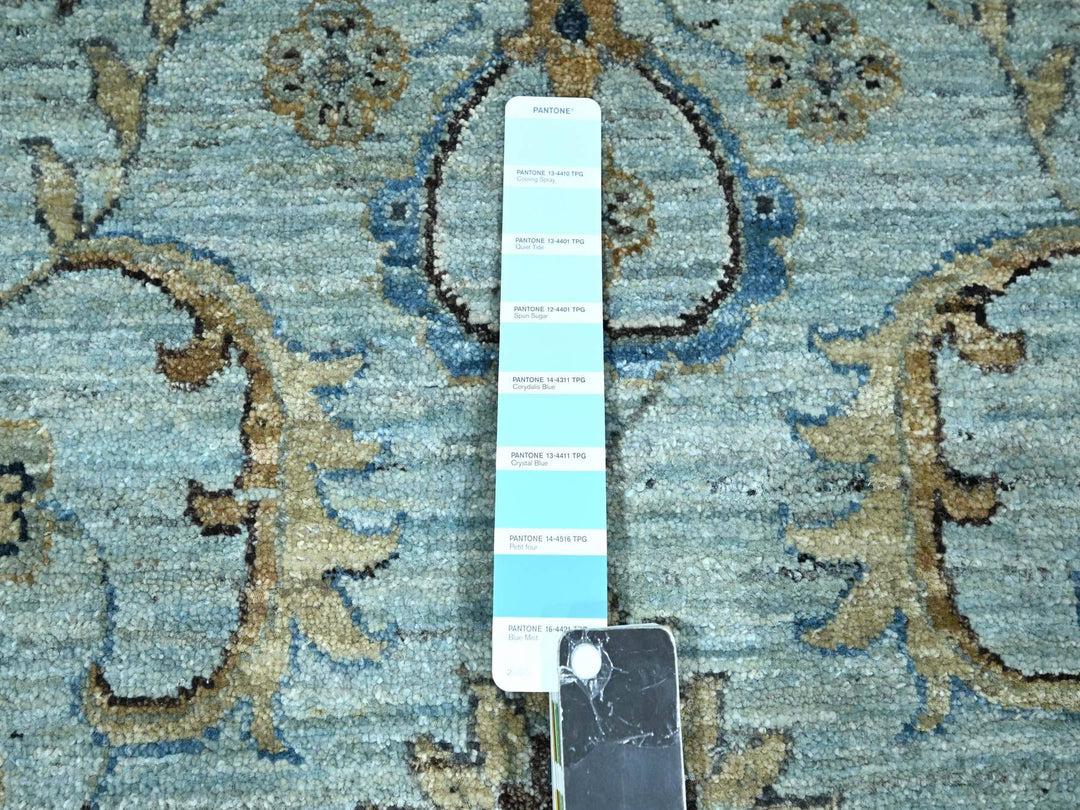11'10" x 11'10" New Hand Knotted Blue Wool Round Oriental Rug - MOA10276110