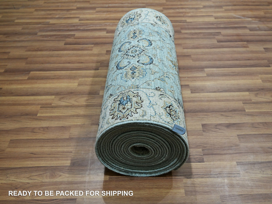 2'6" x 29'10" New Hand Knotted Blue Wool Runner Oriental Rug - MOA10276111