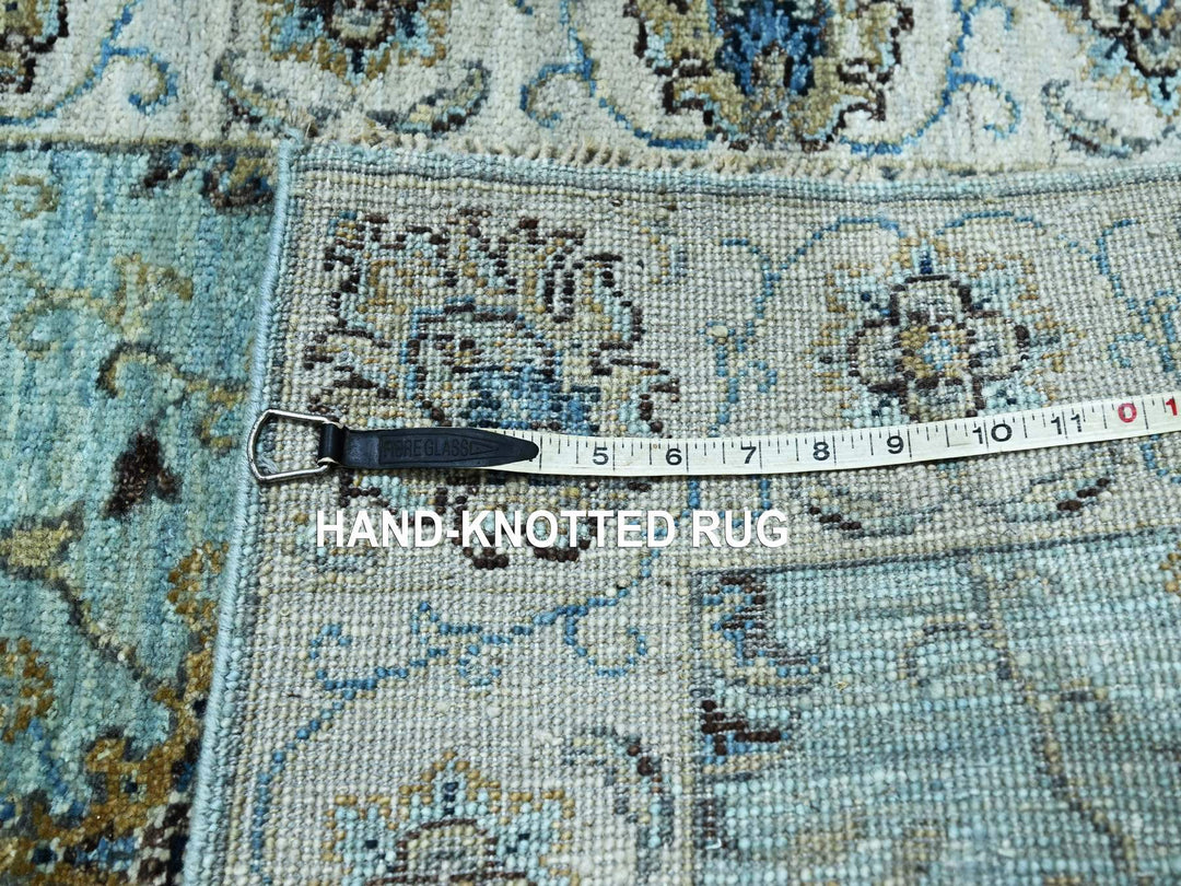 2'6" x 29'10" New Hand Knotted Blue Wool Runner Oriental Rug - MOA10276111
