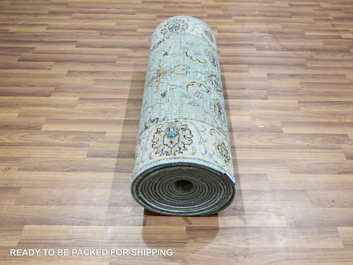 2'6" x 25'7" New Hand Knotted Blue Wool Runner Oriental Rug - MOA10276112