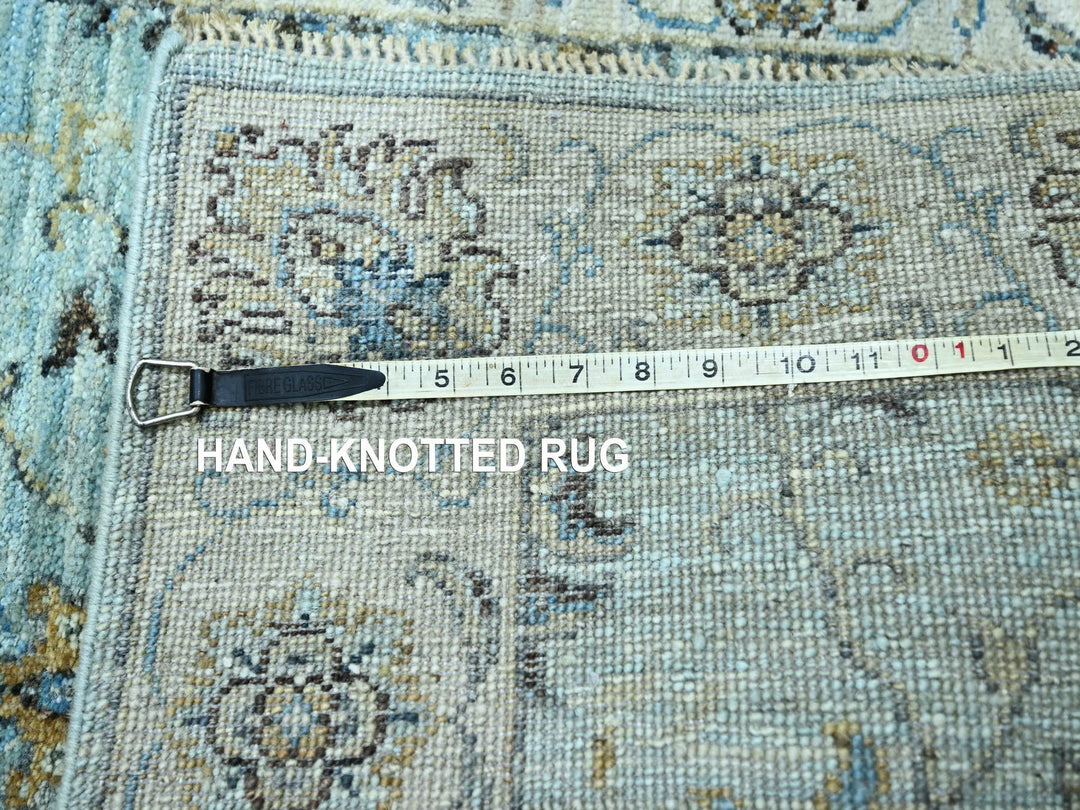 2'9" x 24'3" New Hand Knotted Blue Wool Runner Oriental Rug - MOA10276113