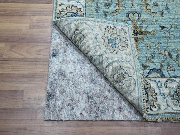 2'7" x 21'11" New Hand Knotted Blue Wool Runner Oriental Rug - MOA10276114